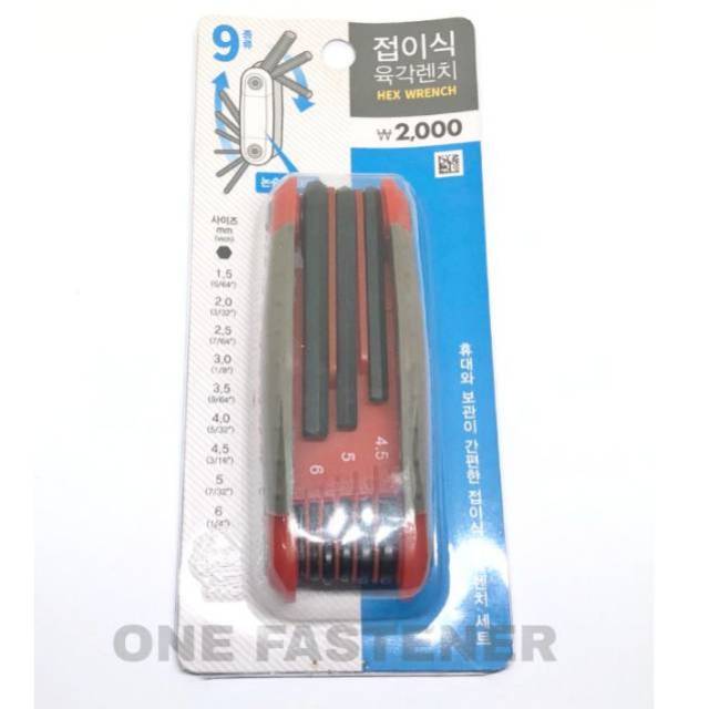 kL0151 Kunci L set LIPAT FOLDING hex key wrench hexagon 9in1 pcs