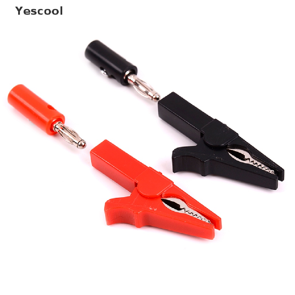 Yescool 4Pcs Klip Buaya 55mm + plug banana 4mm Untuk Kabel test probe