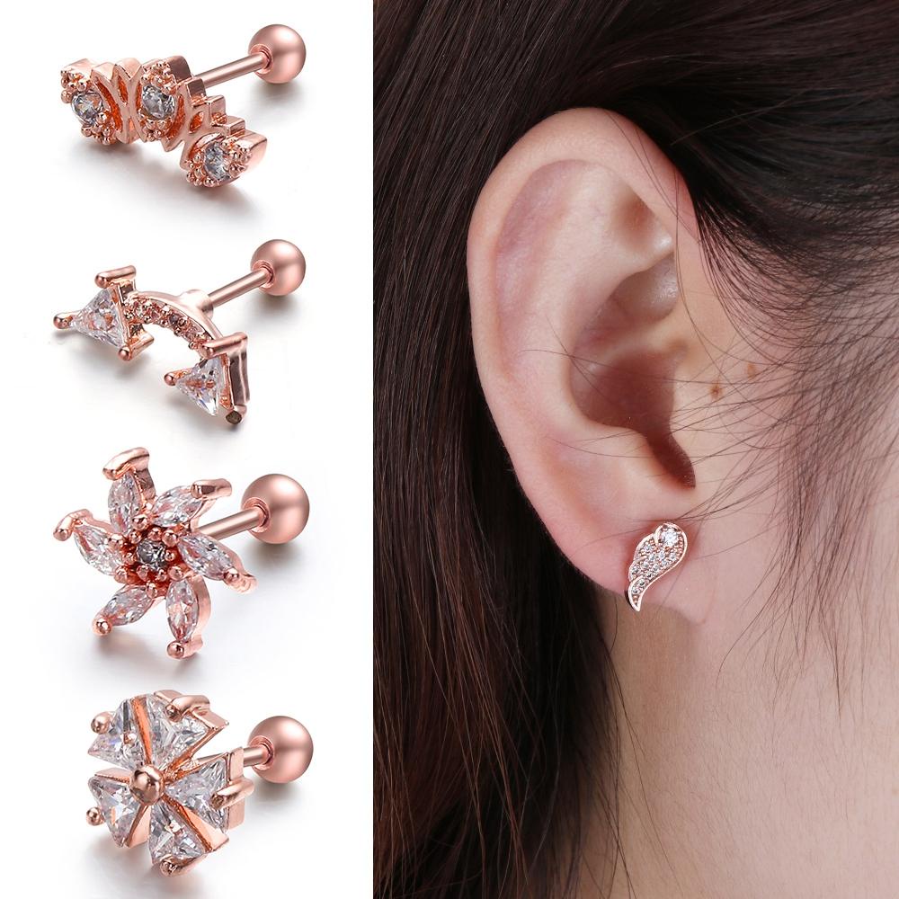 Nanas Tindik Tulang Rawan Tragus Baja Aksesoris Telinga Stud Helix Anting Tulang Telinga