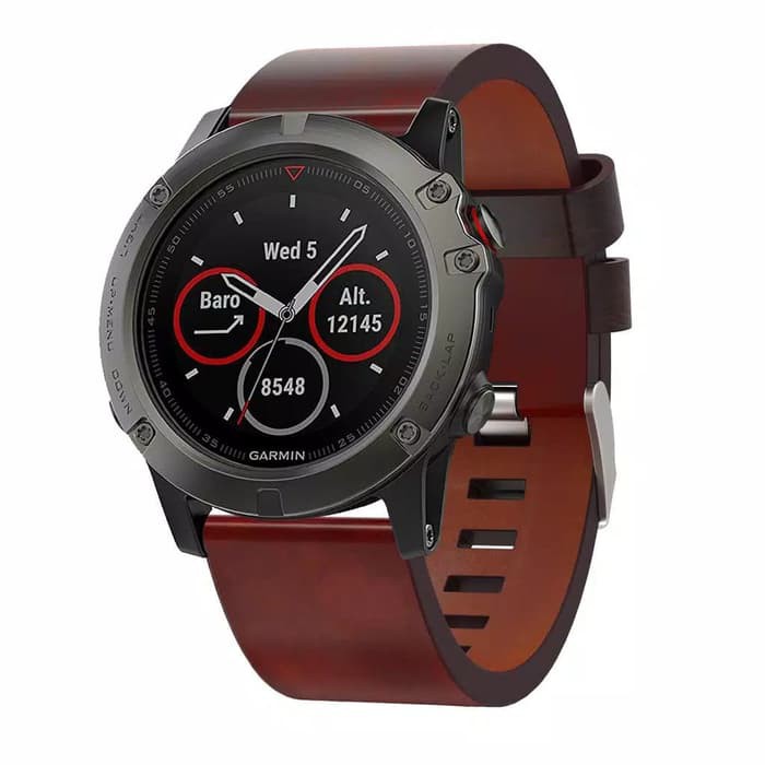 STRAP BAND GARMIN FENIX 5x 26mm Genuine Leather BROWN tali jam QUICKFIT