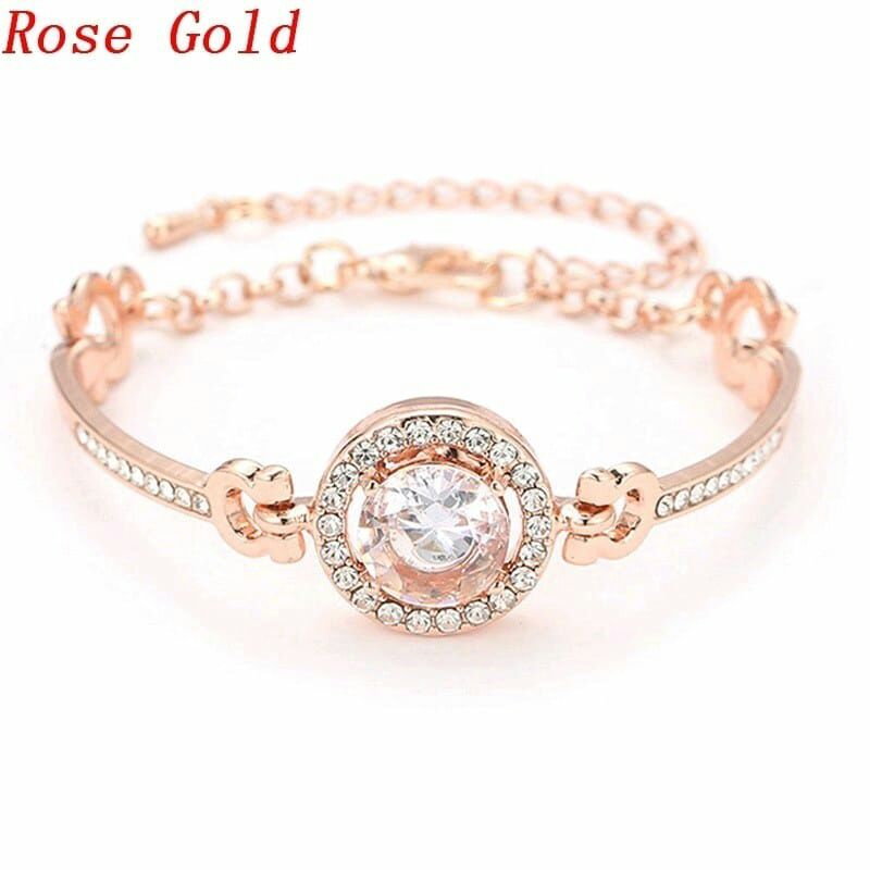 gelang rantai lapisan emas/silver berlian imitasi individual elegan untuk wanita