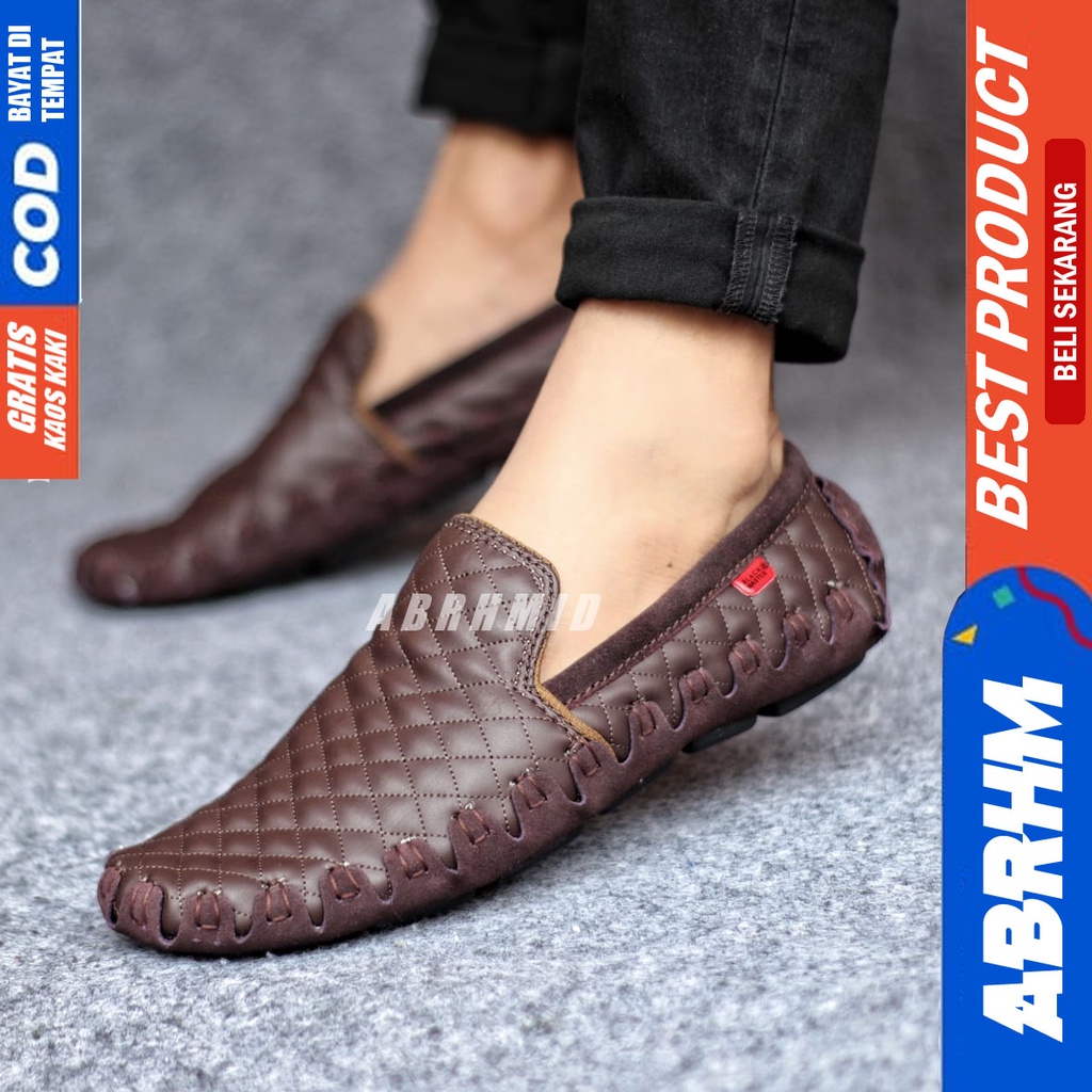 ABRHM x JIRAGA Sepatu Casual Slip On Slop Anti Slip Santai Pria Original Kulit Asli