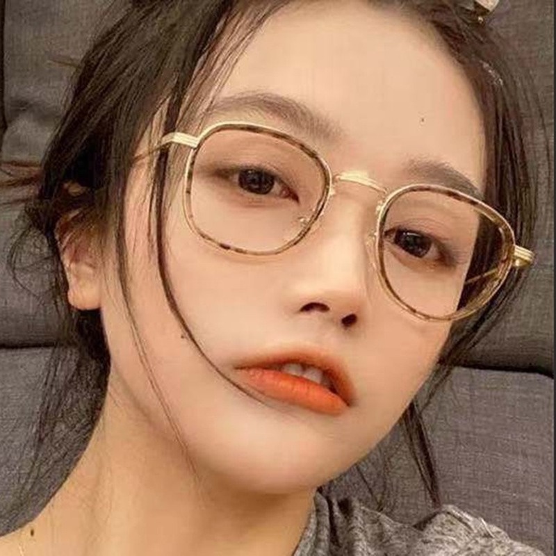 (YUZHU) COD Fashion Korea Anti Blue Light Tortoiseshell Square Frame Kacamata Wanita Yang Dapat Diganti