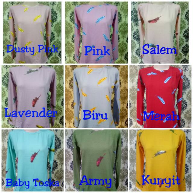 Kaos Lemone Motif Bulu Panjang