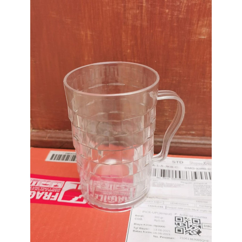 Gelas Mug Plastic Plastik Bening Crystal Kristal 500ml
