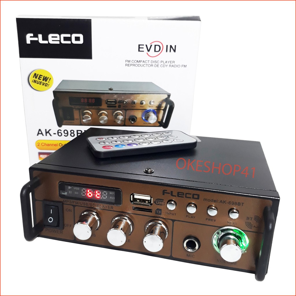 FLECO AK-698BT Mini Amplifier Bluetooth Stereo Karaoke