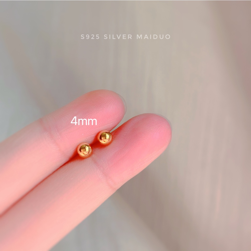 Anting Bentuk Bulat Warna Emas Bahan s925 silver Untuk Wanita