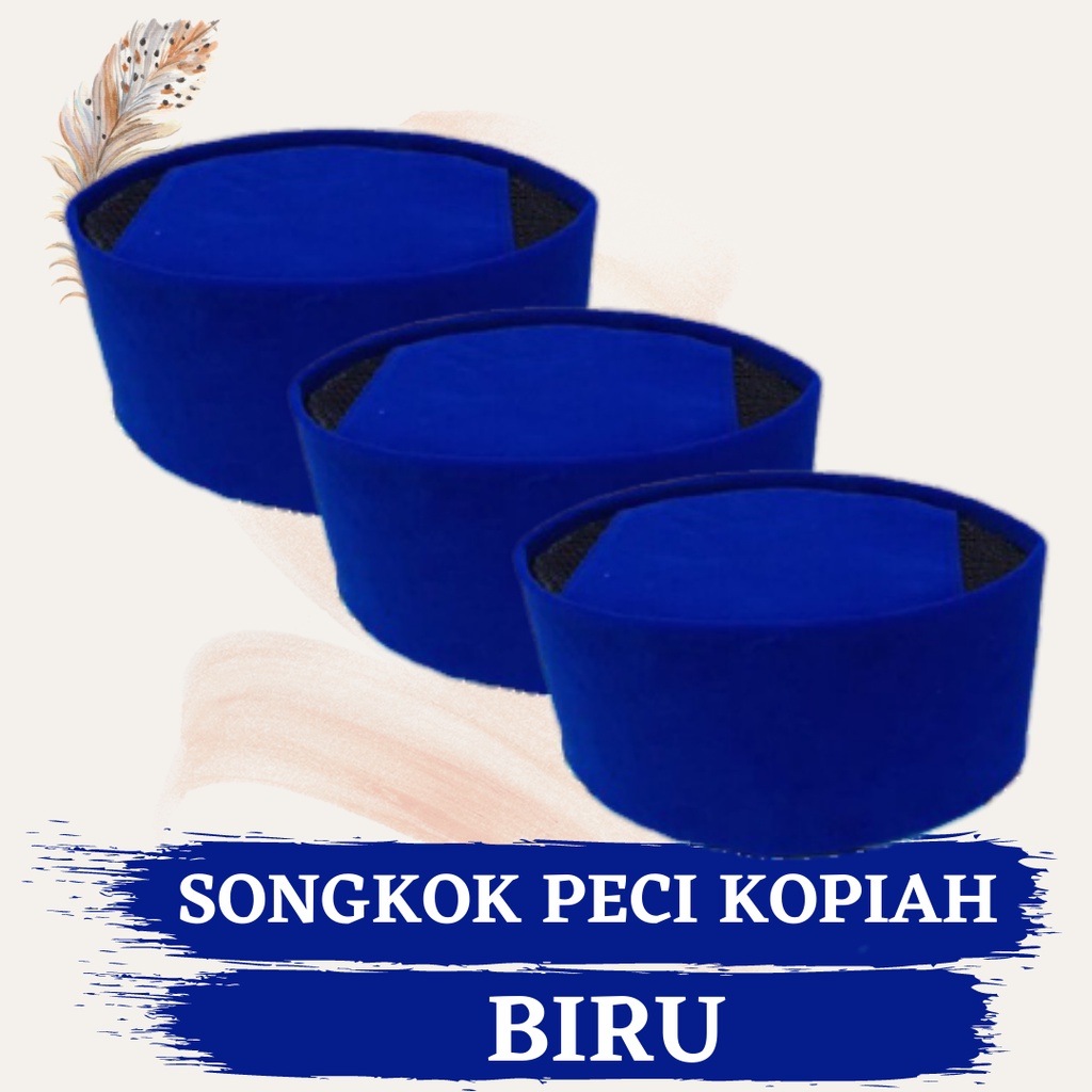 Songkok/Peci Warna Biru Tinggi 6-11 UK 3-10 kuwalitas bagus bludru pilihan