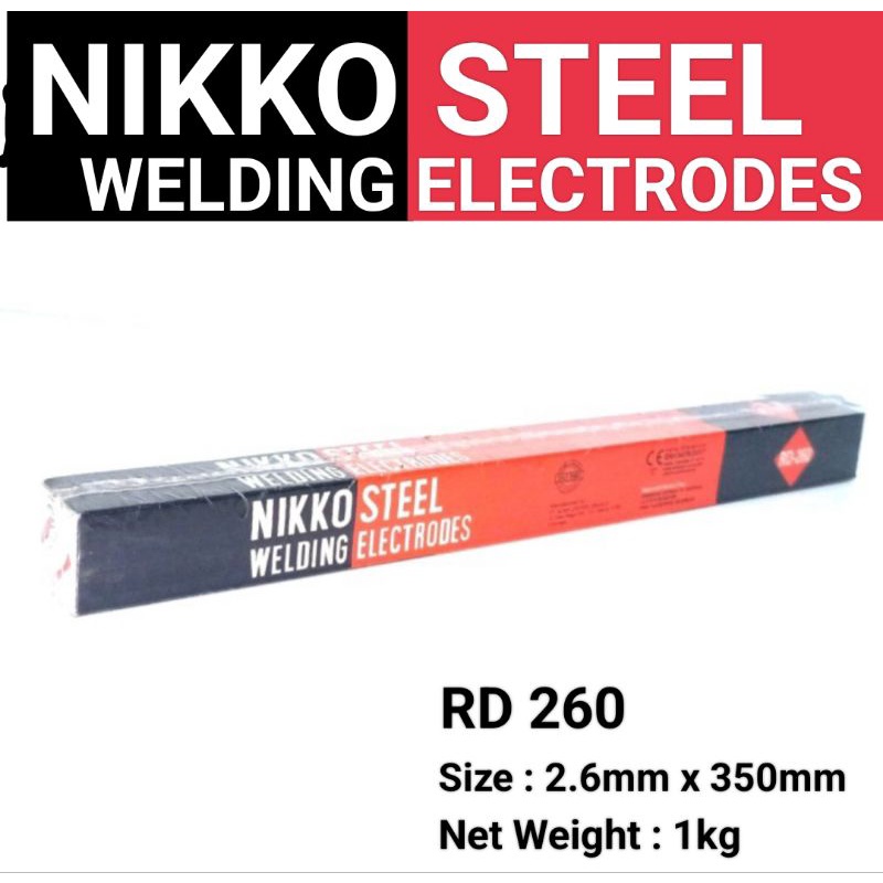 Kawat Las Listrik Elektroda Nikko Steel 2.6mm x 350mm kemasan isi 1kg