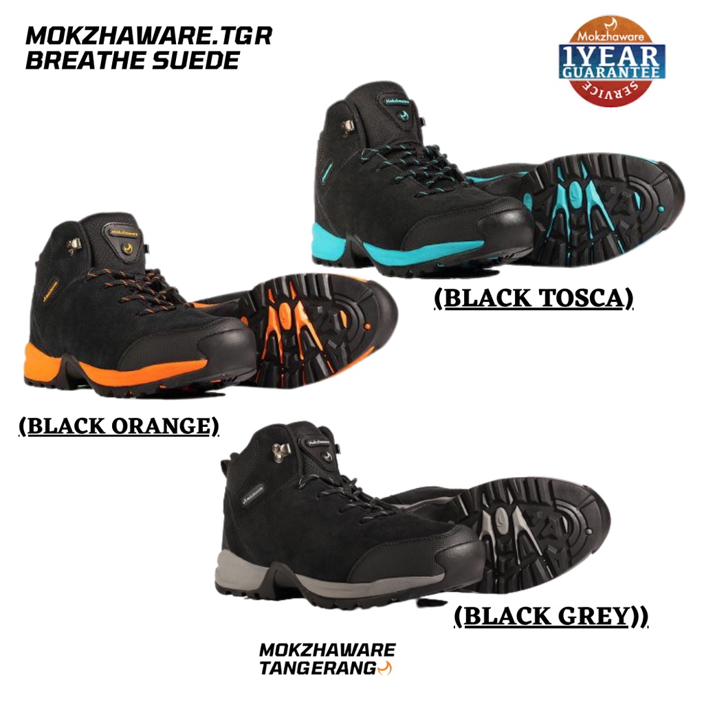 SEPATU HIKING MOKZHAWARE BREATHE SUEDE | BLACK GREY|BLACK TOSCA|BLACK ORANGE|  GARANSI 1 TAHUN