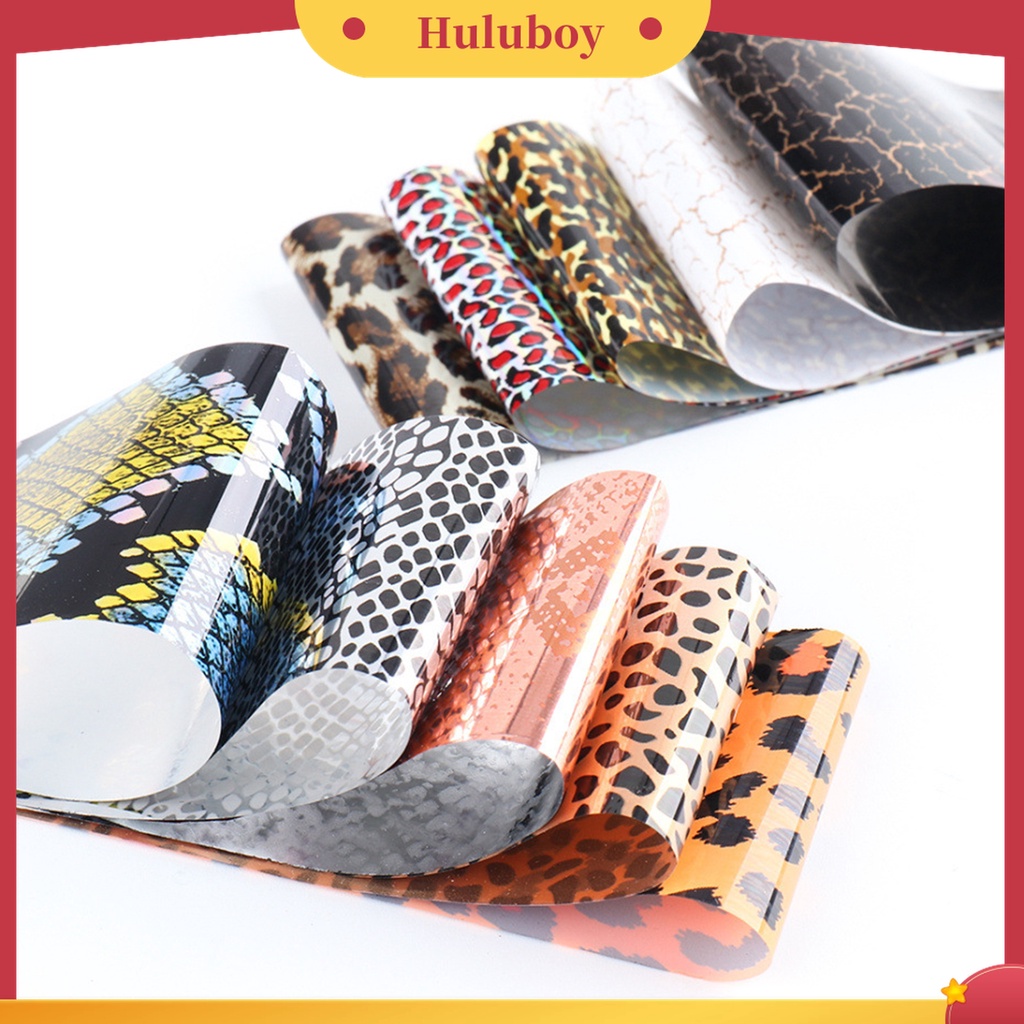 Huluboy Huluboy♡ 10pcs Stiker Kuku Motif Kulit Hewan Leopard Untuk Dekorasi Nail Art Wanita