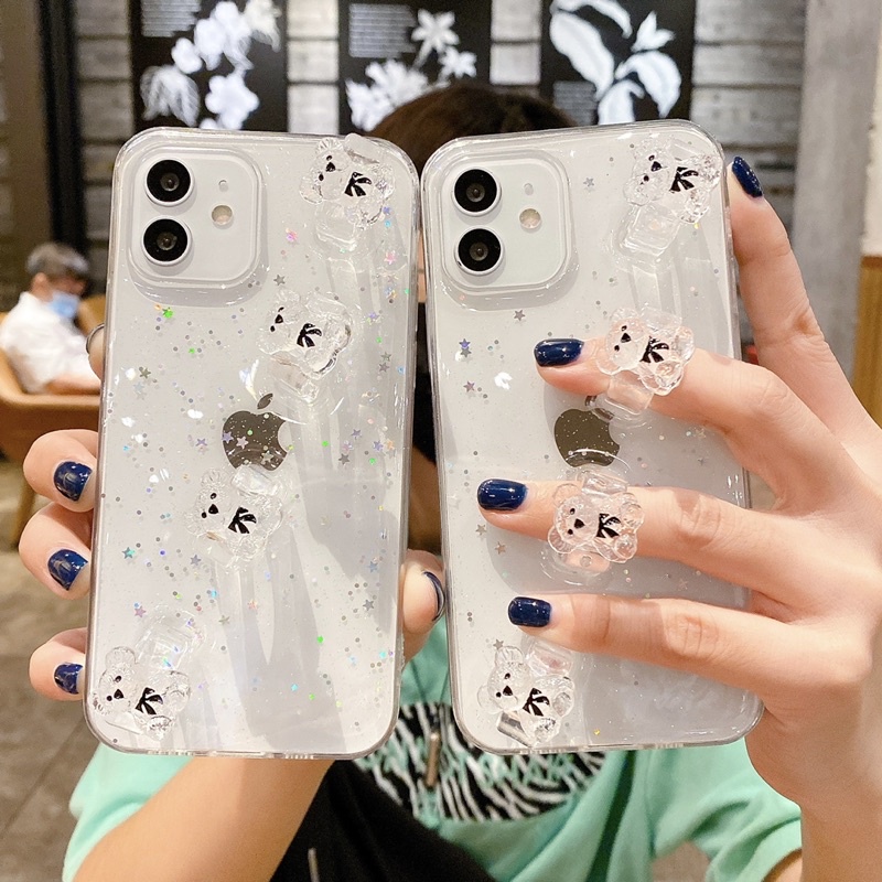 Bear Ring Case iPhone Oppo Vivo Xiaomi Samsung Huawei Realme Reno Redmi Note 2 3 4 5 6 7 8 9 10 Pro GT A03s A02s M62 M32 M22 lite 5g 4g A32 A52 A72 Y53s Y33s a53 A33 A9 A5 2020