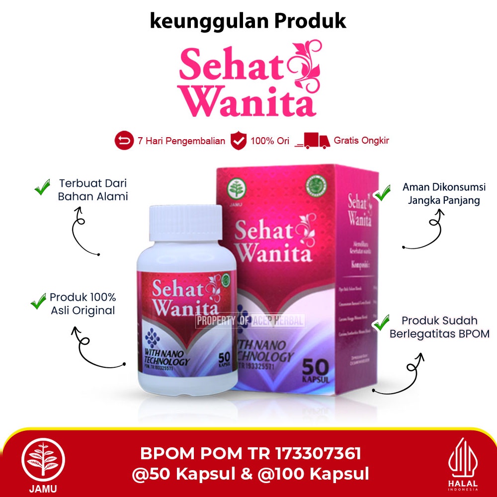 Sehat Wanita Herbal Atasi Masalah Kesehatan Kewanitaan Obat Keputihan Telat Haid Pembersih Rahim Rahim Turun Miom Kista Pelancar Haid Datang Bulan Promil Kutil Kelamin Dari Ekstrak Bahan Herbal Isi 50 Kapsul dan 100 Kapsul-3