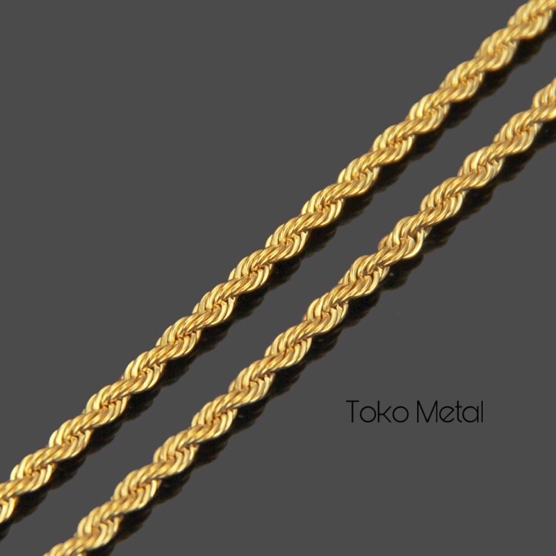 Kalung Titanium Tambang Pria Dan Wanita Anti Karat Gold [ Toko Metal ]