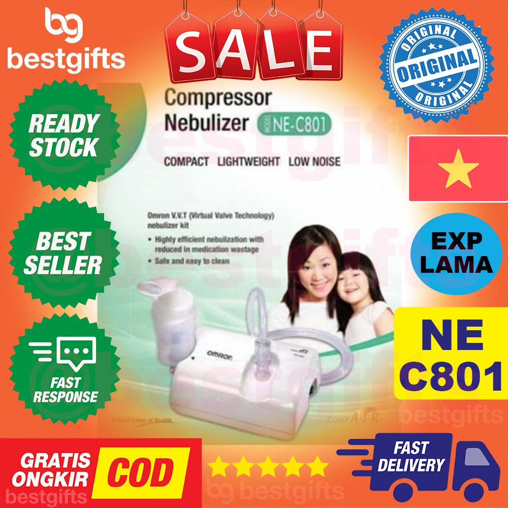 OMRON COMPRESSOR NEBULIZER NE C801 KOMPRESOR KIT ALAT INHALASI PERNAPASAN NEBULASI ANAK ANAK DEWASA