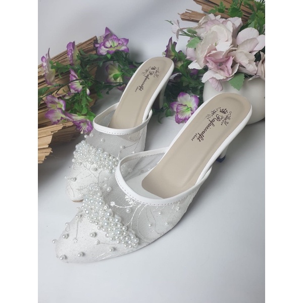 sepatu alisya putih cantik sepatu wedding cantik tinggi 7cm