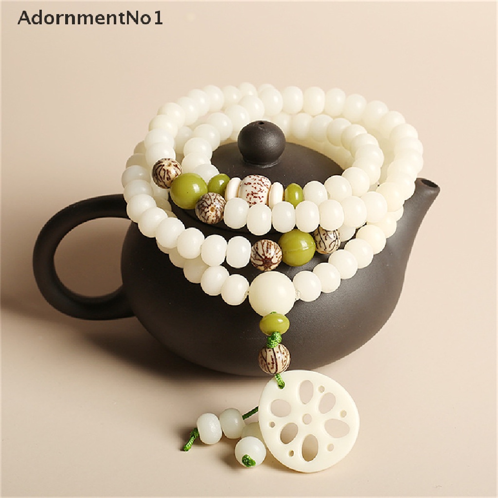 (AdornmentNo1) Gelang Manik Bodhi Akar Teratai Putih Alami Original