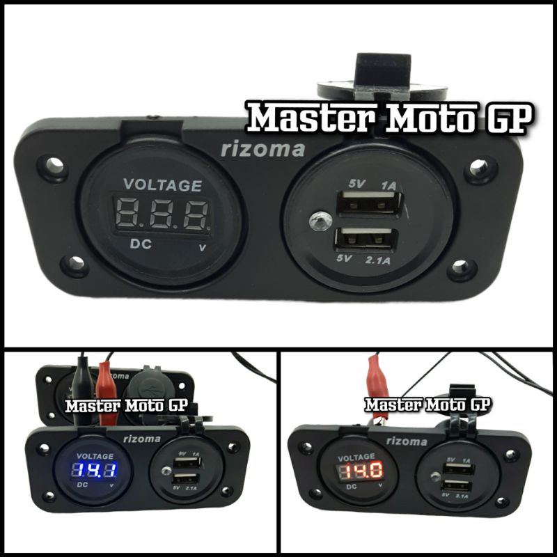 volt meter plus Usb Rizoma charger HP Voltmeter dan charger chager casan hp Voltmeter Aki motor Rizoma nmax pcx lexi aerox vario mio beat ADV Lexi Xmax