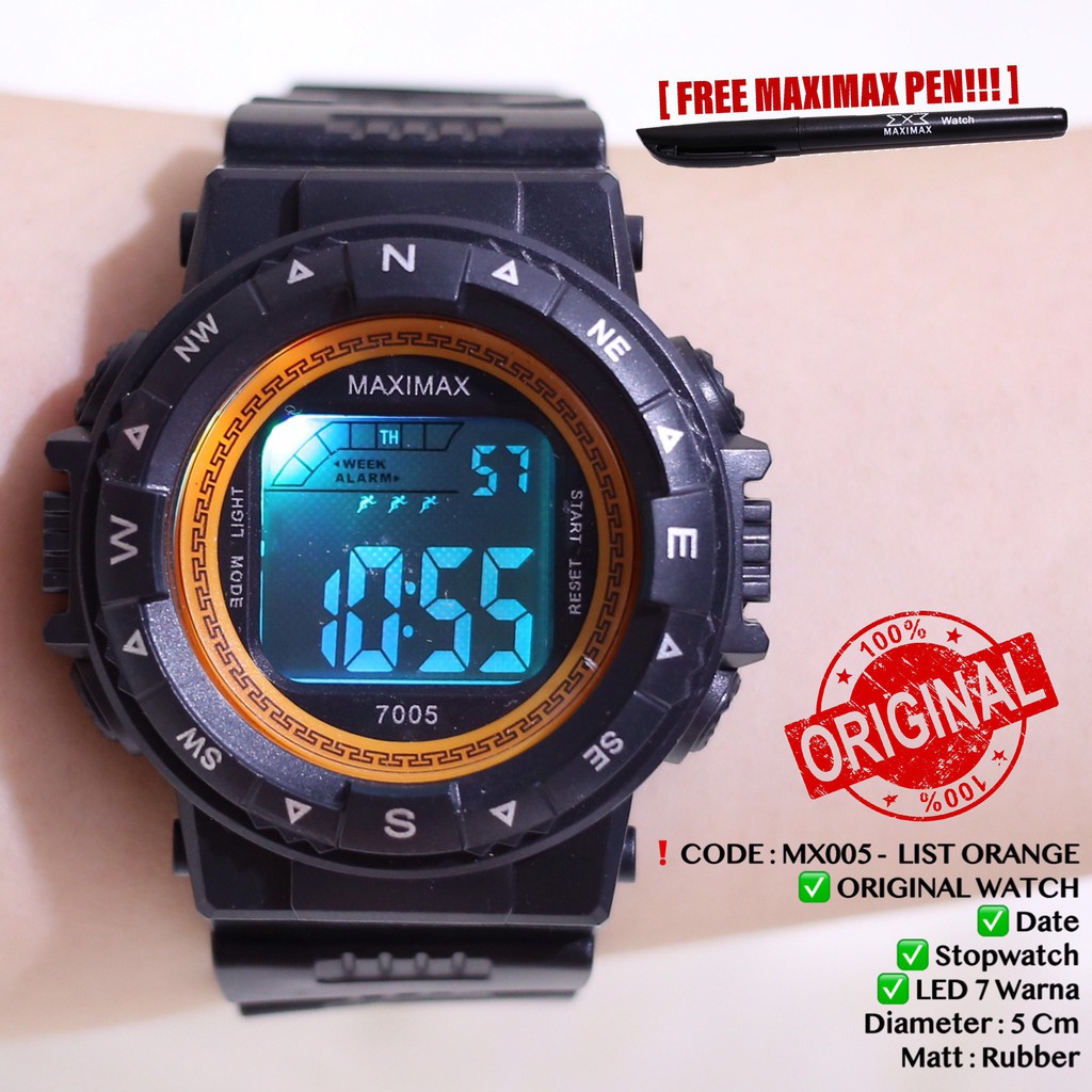 Jam tangan digital pria wanita FREE PUPLEN MAXIMAX model gshock LED watch MX7005