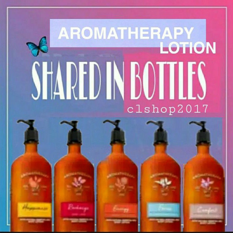 BBW AROMATHERAPY LOTION SHARE IN BOTTLE eucalyptus tea spearmint black chamomile bergamot orange ginger earth lavender cedarwood vanilla restart charcoal love rose cacao tuberose ylang juniper coriander jasmine sandalwood energy stress relief shared