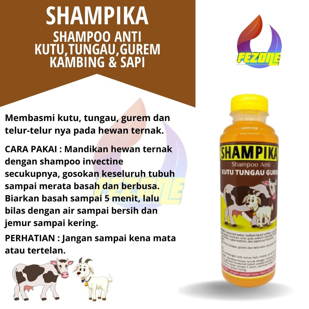 Sampo Sapi Kerbau Kambing Anti Kutu Parasit Tungau SHAMPIKA FEZONE