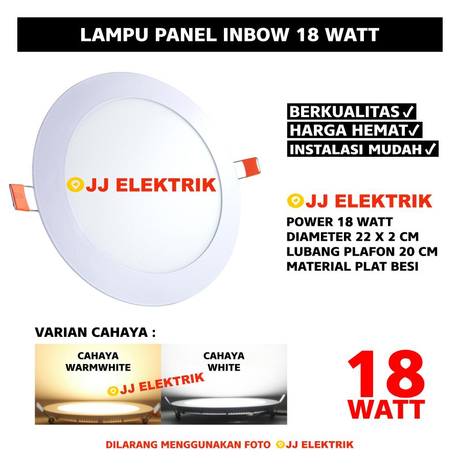 Lampu Downlight LED 18W 18 Watt Inbow Tanam Plafon Warna Kuning Warm White atau Putih Lampu Rumah Ca
