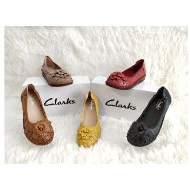 Clarks Sepatu Wanita Flatshoes 100 % Kulit Asli AH 875 / Sepatu Kulit Termurah / Sepatu Korea Viral 