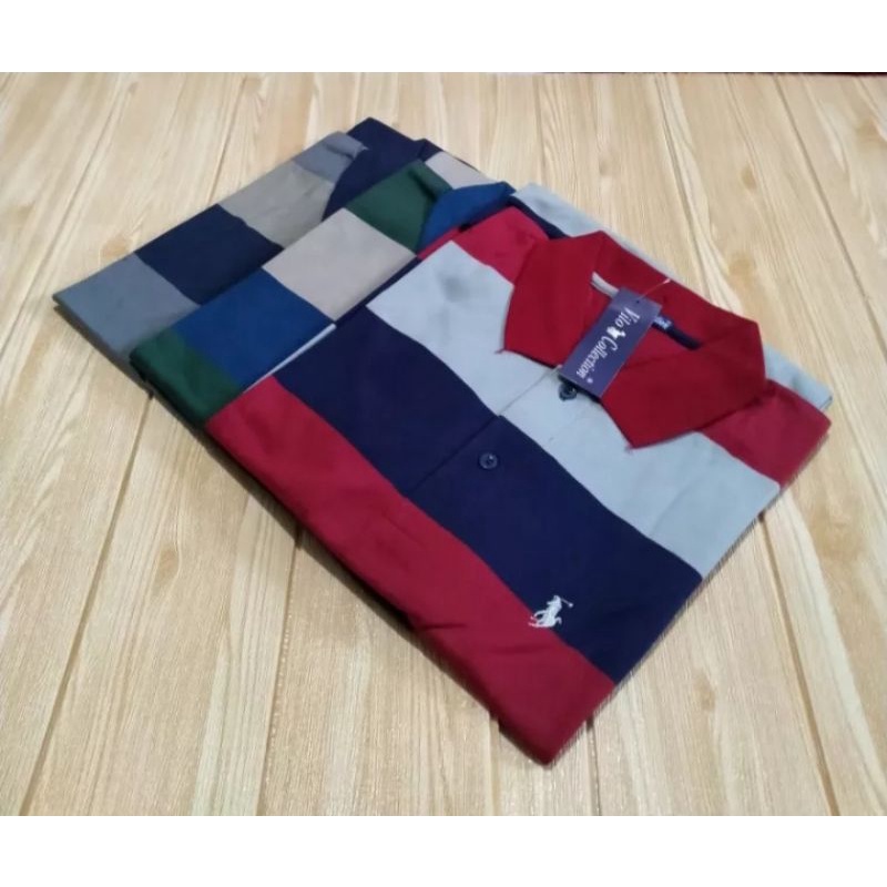 kaos Krah salur pria terbaru kaos Krah salur cowok model kekinian kaos Krah salur cowok model baru