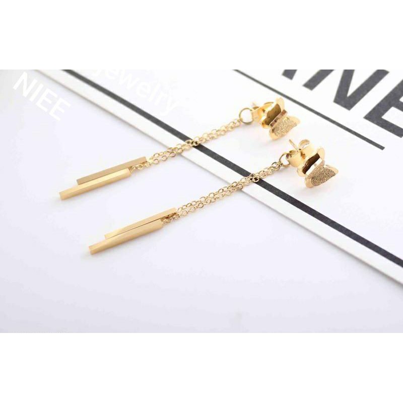 Anting titanium buterfly layer Rosegold &amp;gold anti karat tidak alergi SN.E