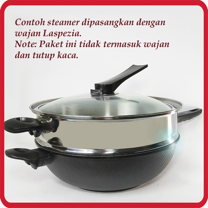 Steamer Tinggi Stainless Steel Kukusan Tinggi untuk Wok Pan 32cm