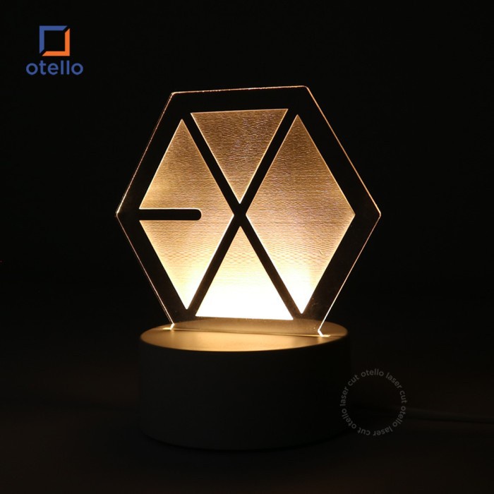 Acrylic Night Lamp EXO Logo | Lampu Tidur LED Hias Akrilik Kpop Korea Fans Idol Hadiah Unik