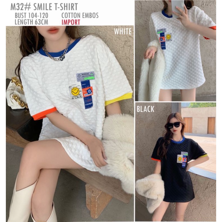 MDLV ~ M32 SMILE TSHIRT IMPORT KAOS OVERSIZE CEWEK KAOS IMPORT CEWEK KOREA STYLE FASHION IMPORT