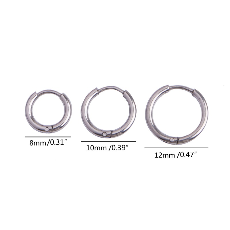 Siy 6Pcs Anting Bulat Bahan Stainless Steel Warna Silver Gaya Hip Hop Untuk Wanita