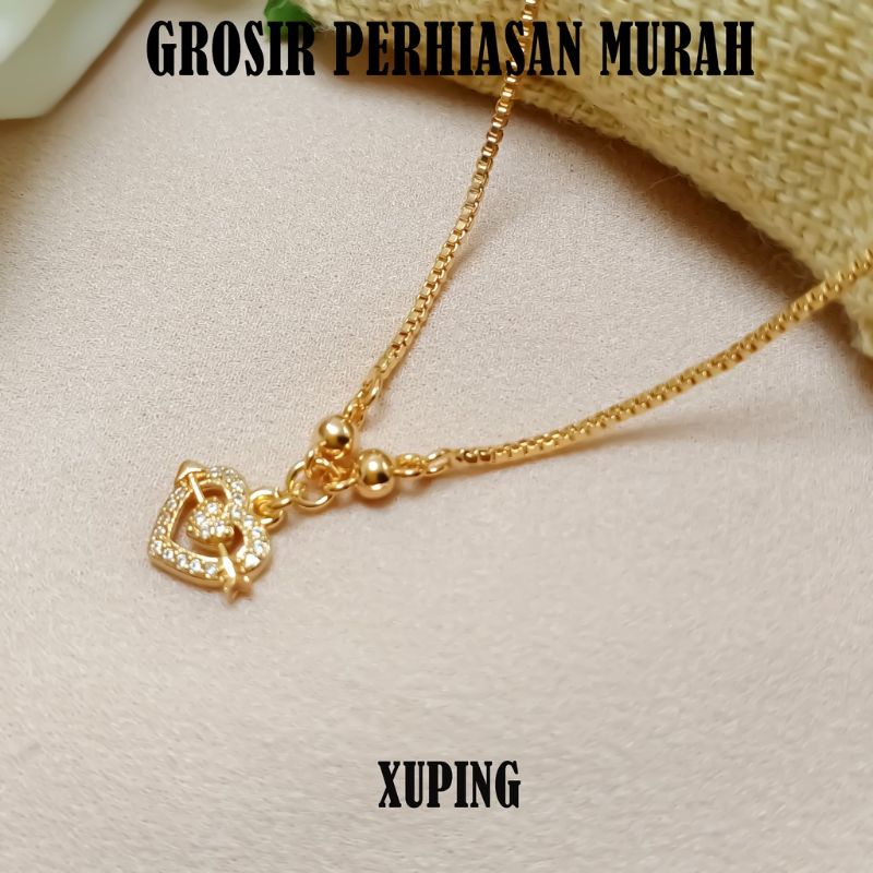 Kalung Xuping Love Lapis Emas 24K Mewah Perhiasan Wanita Gold