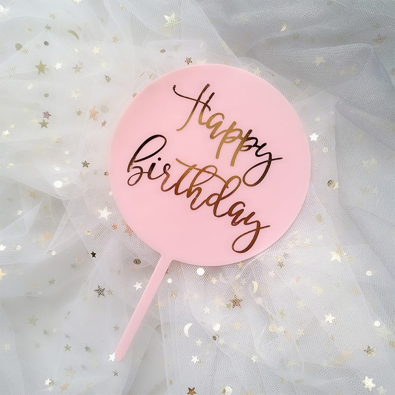 Cake Topper Happy Birthday / Tusukan Hiasan Kue Happy Birthday Acrylic-Won