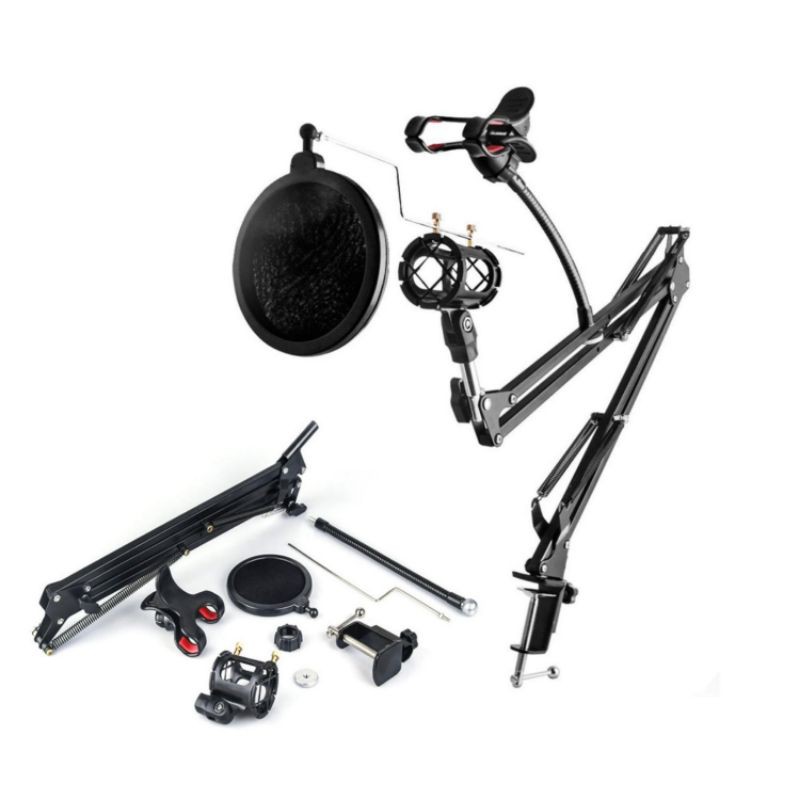 Paket Mic BM8000 Soundcard V8 plus Stand Phone Holder Home Recording Terbaik