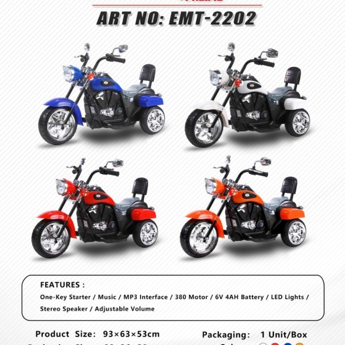 Motor Aki Anak Exotic Rechargeable Motorcycle EMT 2202