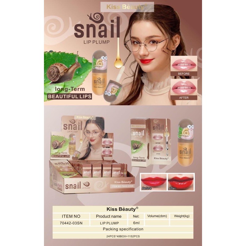 [Per Batang] Lip Gloss Kiss Beauty Snail Plump 70442-03SN