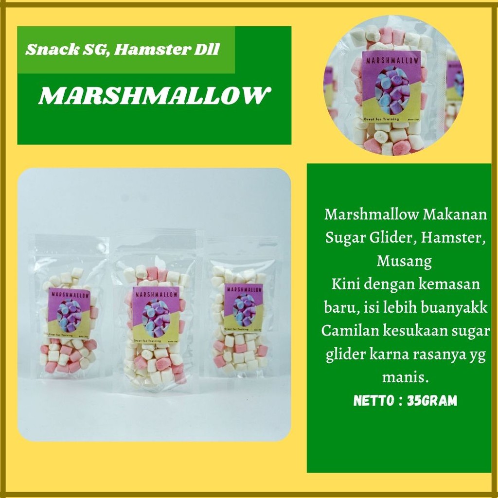 Marshmallow Makanan Sugar Glider, Hamster, Musang