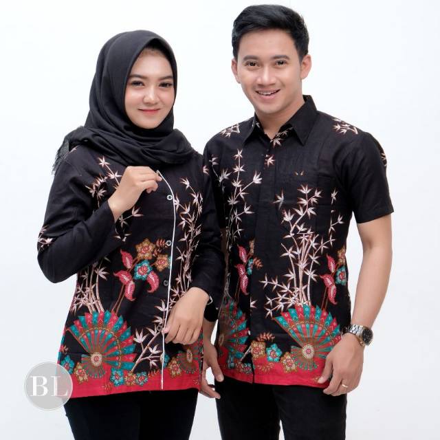 Couple batik kipas seragam atasan kantor