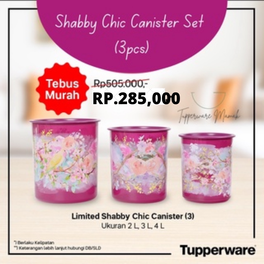 PROMO Shabby Chic Canister Set / Paket Toples Tupperware Original Termurah
