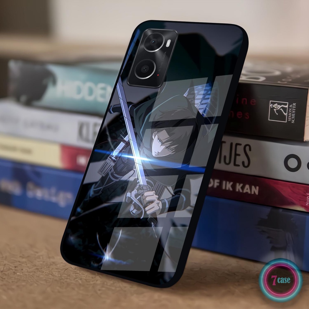 Case Kilau Oppo A76 A96 A36 | Casing Hp Glossy Motif Anime Attack On Titan Levi