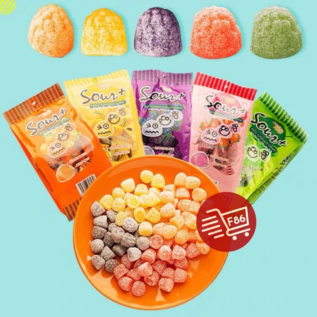 Permen Asam Kunyah Lot 100 Sour+ Gummy Candy Import Rasa Buah