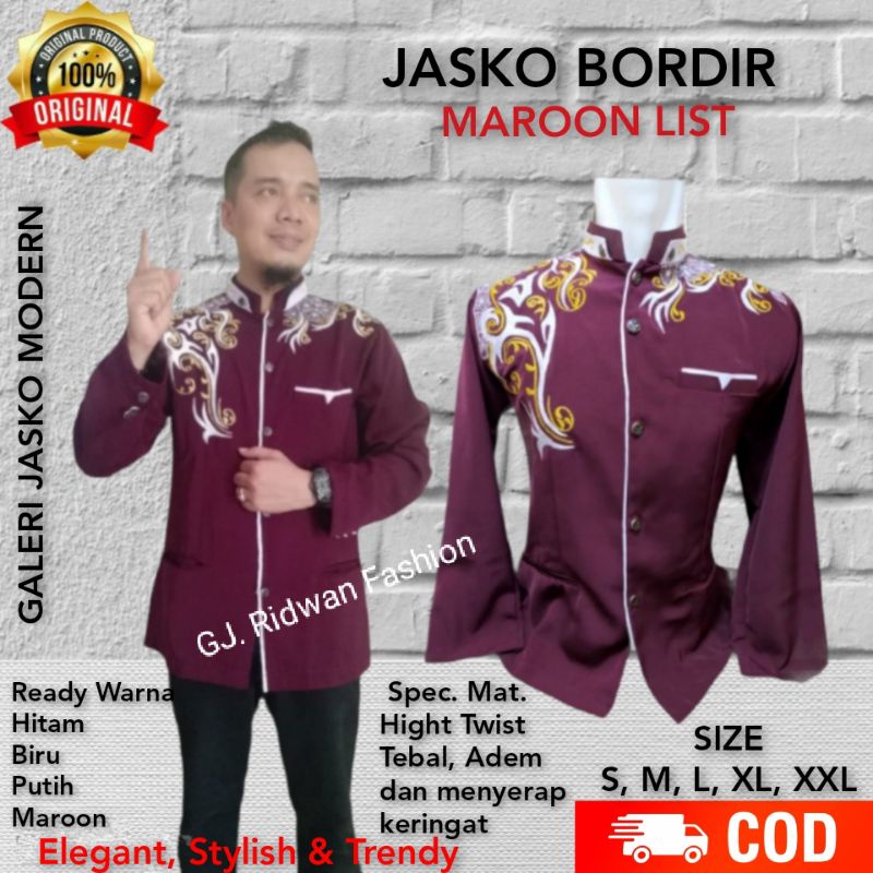 Jas Koko dewasa | Jas koko Merah Marun | Jas Koko Pria | Jasko Hitam Bordir | Jasko Putih Bordir