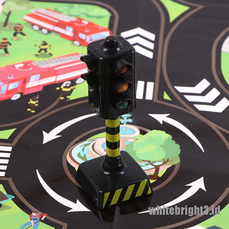 (white3) Mainan puzzle Lampu Lalu Lintas urban 11.5cm Dengan Musik Untuk Anak