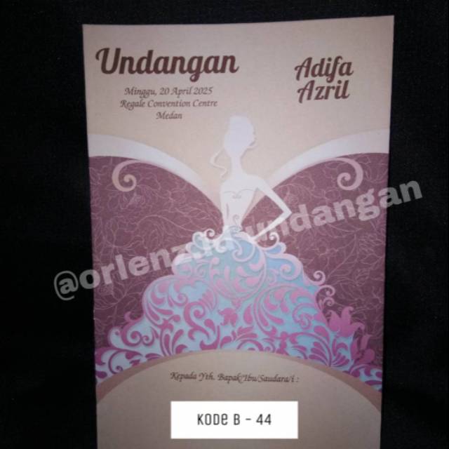 Undangan nikah kode B-44 free plastik dan tempelan nama