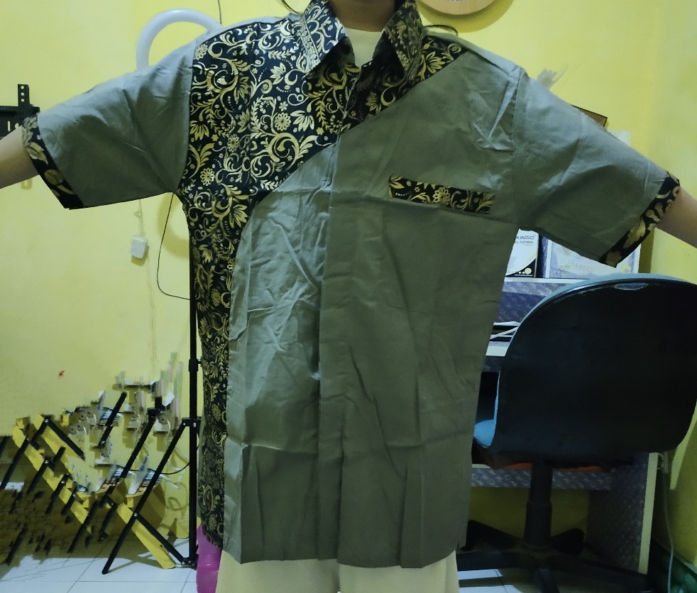Kemeja Batik Kombinasi Pria Lengan Pendek Termurah & Terlaris Size M,l,xl,xxl ( Original ) #1