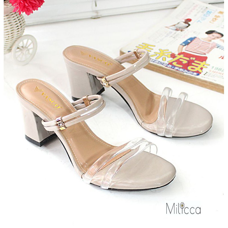 Milicca Sandal Heels Wanita Sandal Tali Hak Tahu Twensel