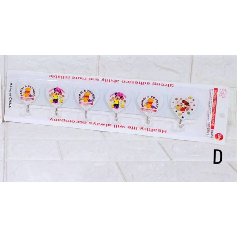 6pcs Tempelan Hook Serbaguna|Cantolan Baju|Cantolan Serbaguna|Disney