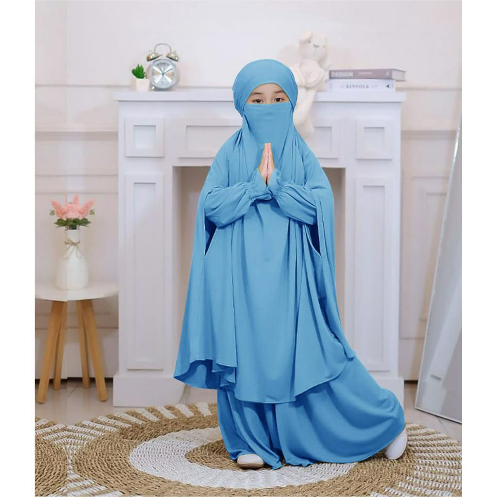 FenishaStore French Khimar Kids Satimah Set / Baju Muslimah Anak / Gamis Anak Sholehah dengan Cadar